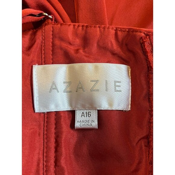 Azazie Eren ? Bronzer Satin Mermaid Full Length Dress Custom Size A16 Rust Read - Picture 3 of 11